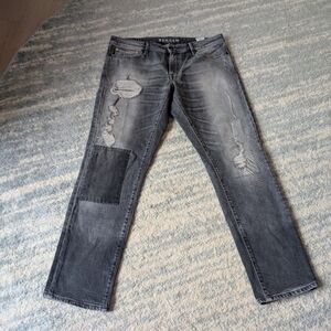 31x30 Denham Monroe Girlfriend Tapered Leg Mid-rise Patch Distressed